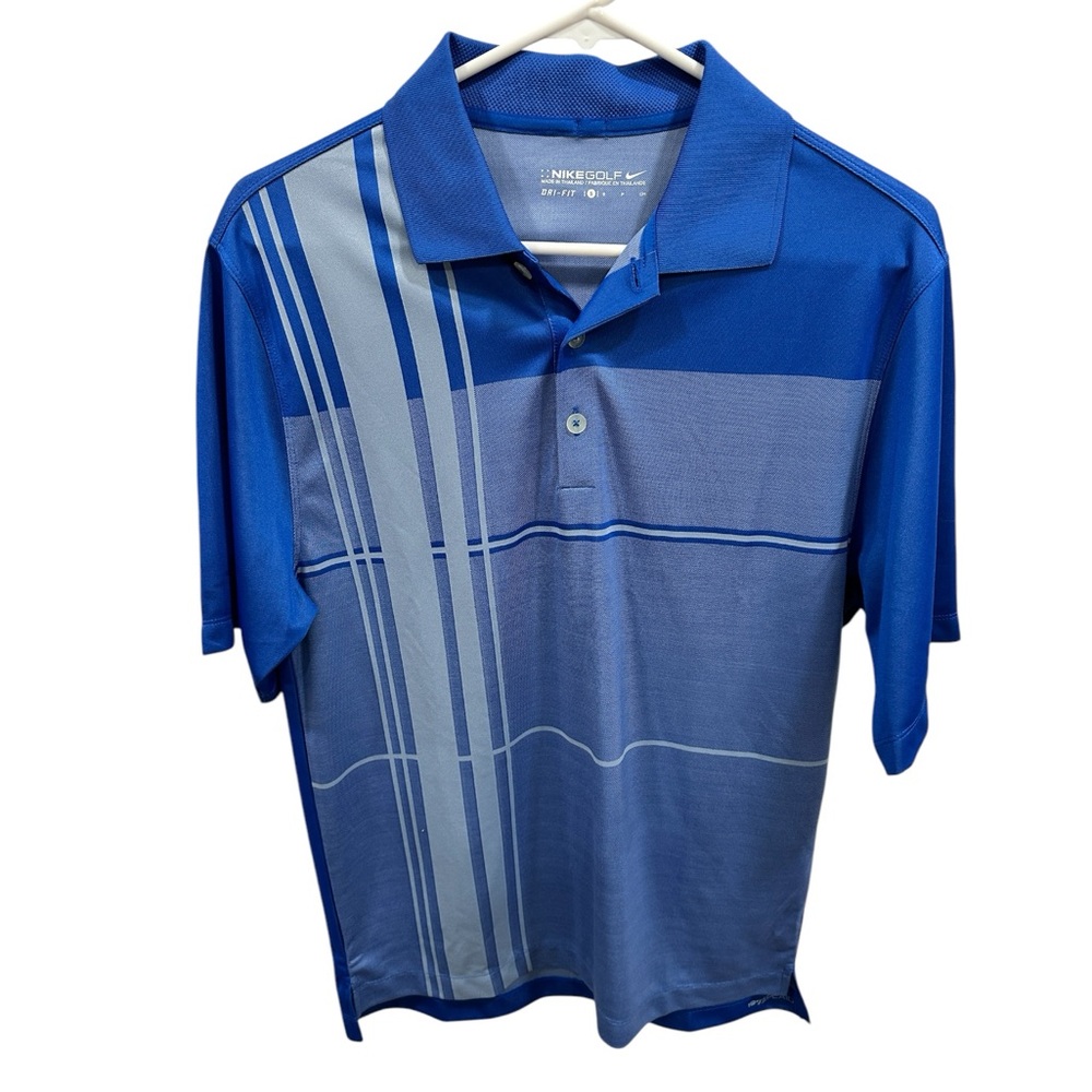 Nike Golf Polo Shirt Mens S Blue 1972 Plaid Performance Dri Fit Whirlwind